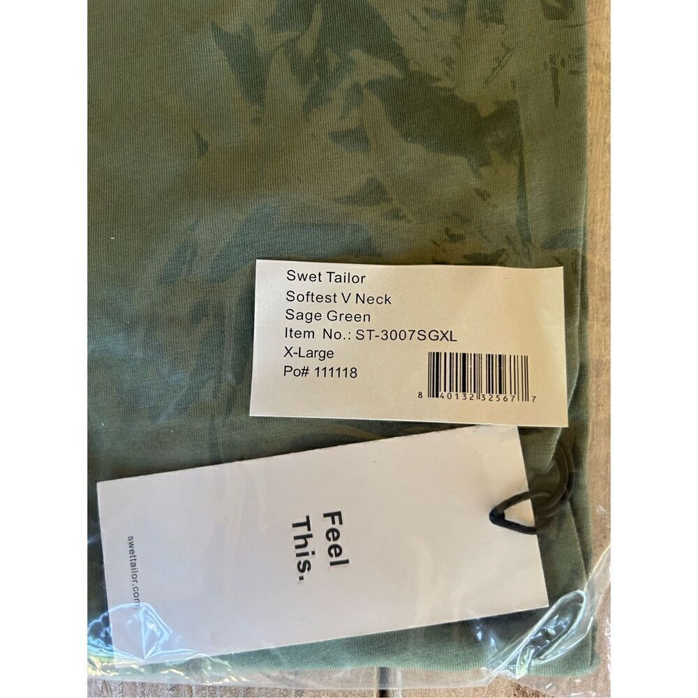 NWT Swet Tailor Softest V-Neck In Sage Green Men’s Size XL - Picture 4 of 4